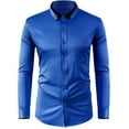 thumbnail image 1 of Men's Colorblock Stylish Dress Shirts Slim Fit Casual Button Down Long Sleeve Stretch Business Formal Shirts, 1 of 3
