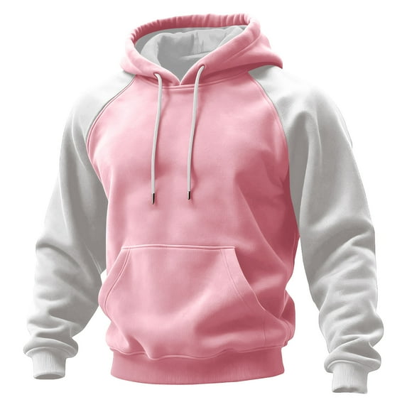 Men's Colorblock Sweatshirt Hoodie for Large Size Casual Sports Wear - Pullover Hooded Sweatshirt with Colorblock Design for Men,Pink,XL