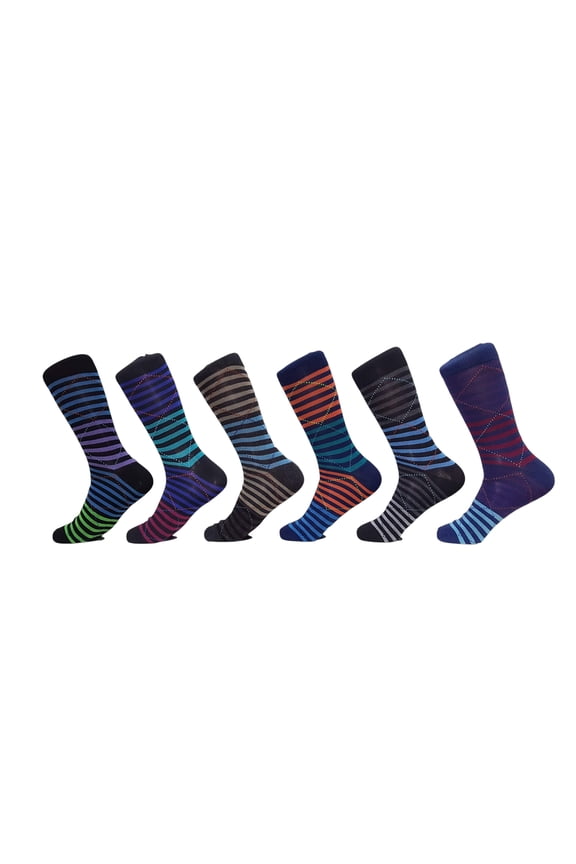 Men’s Colorful Casual Crew Dress Socks 12 Pack, Argyle, Striped, Solid Socks Size 10–13.