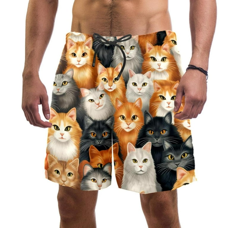 Men s Colorful Cats Swim Trunks Quick Dry Boardshorts Bathing Suit Swimwear with Mesh Lining L Walmart