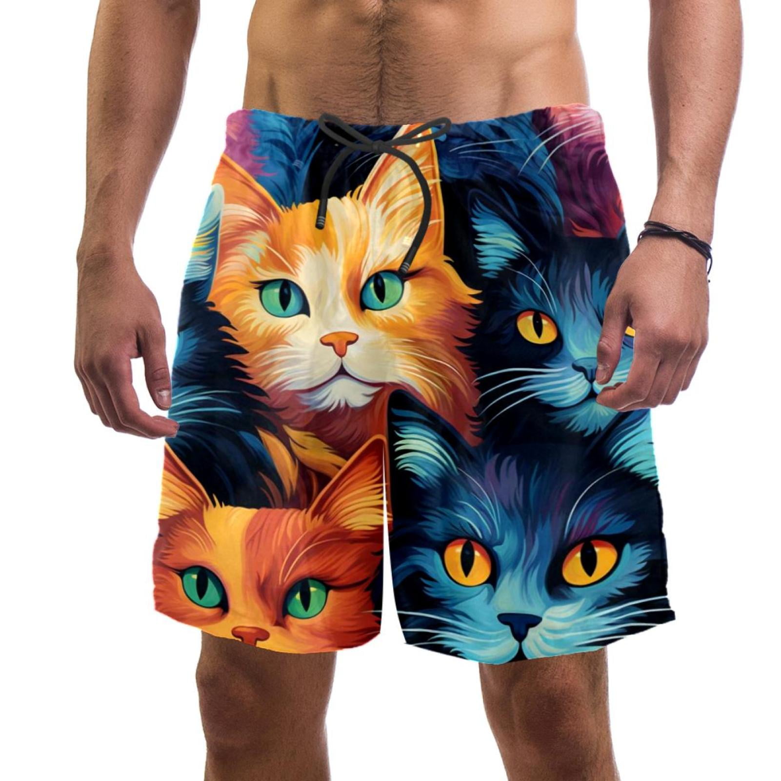 Men's Colorful Cats Swim Trunks Quick Dry Boardshorts Bathing Suit ...