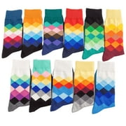 Men’s Colorful Gradient Casual Dress Socks - 11 Pairs