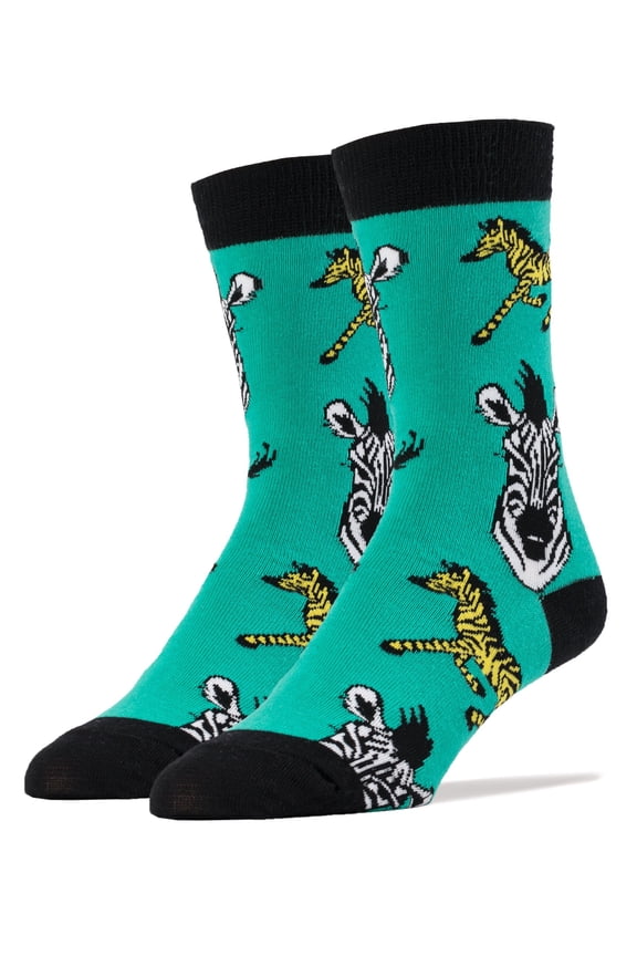 Men's Colorful Novelty Wild Life Animal Crew Socks, Funny Crazy Cool Dress Socks, Its Zebras