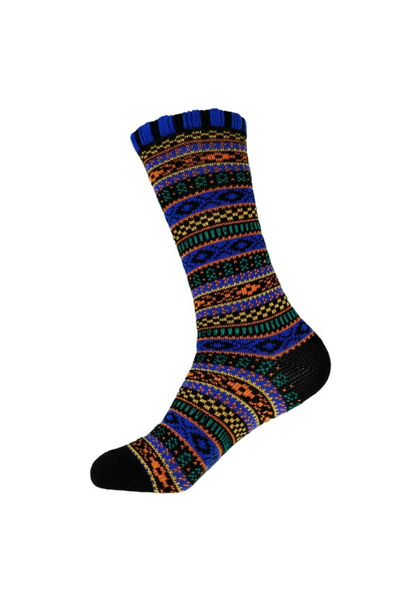 Men's Colorful Patterned Socks - Vintage Knitted Fashion Novelty Funky Crazy Designer Argyle Striped Dress Cotton Over the Calf Socks - Color 2 - Size Medium - 1 Pair