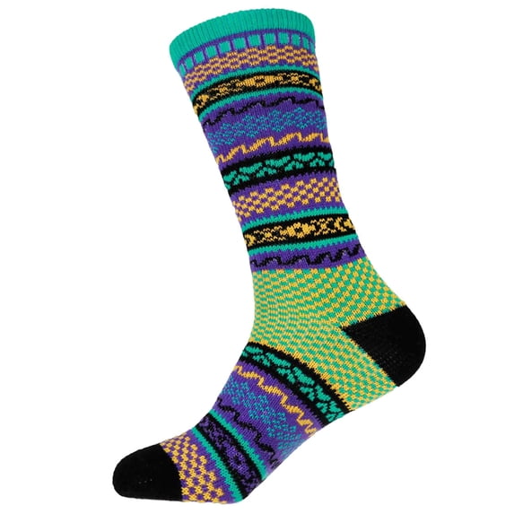 BambooMN Men's Colorful Patterned Socks - Dress Cotton Socks - Color 3 - Size Small - 1 Pair