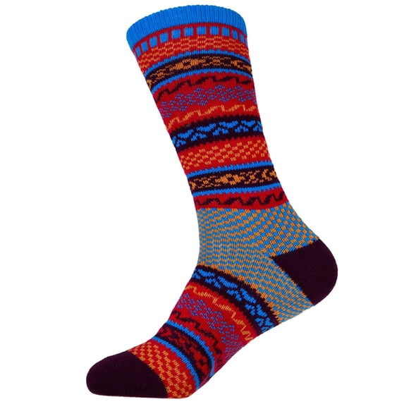Men's Colorful Patterned Socks - Vintage Knitted Fashion Novelty Funky Crazy Designer Argyle Striped Dress Cotton Over the Calf Socks - Color 6 - Size Medium - 1 Pair