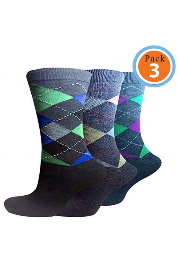 Men's Colorful Printed Cotton Moisture Socks Extra Comfortable PGG Pack 3
