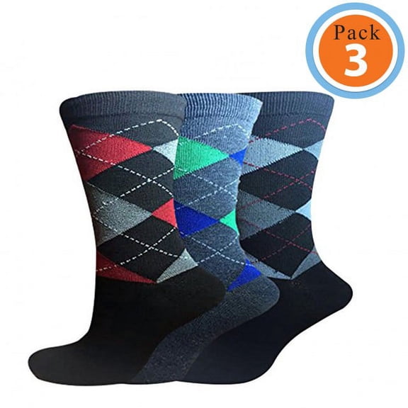 Men's Colorful Printed Cotton Moisture Socks Extra Comfortable RGB Pack 3