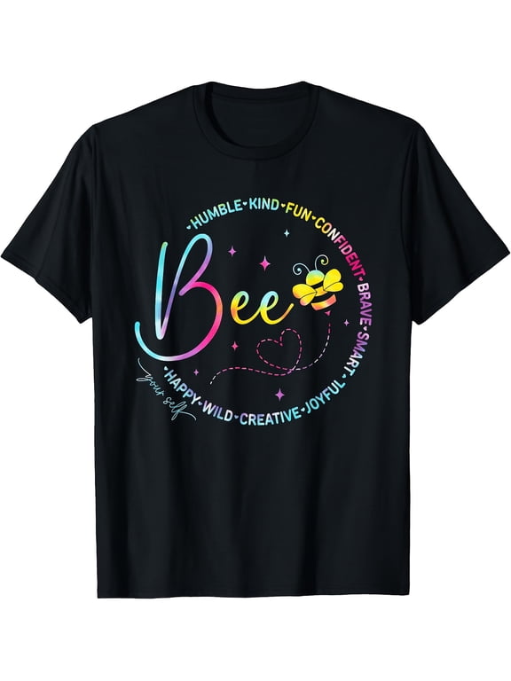 Men's Colorful Rainbow Bee Yourself Inspirational T-Shirt