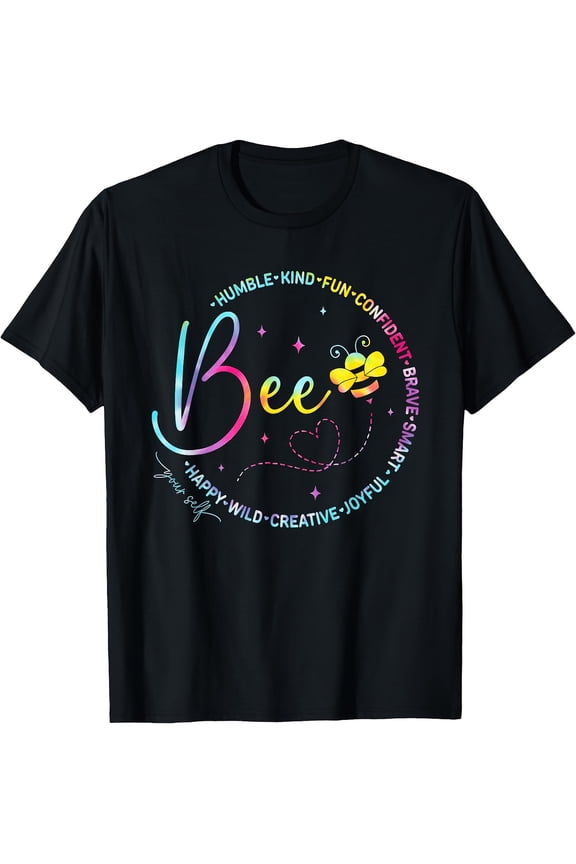Men's Colorful Rainbow Bee Yourself Inspirational T-Shirt