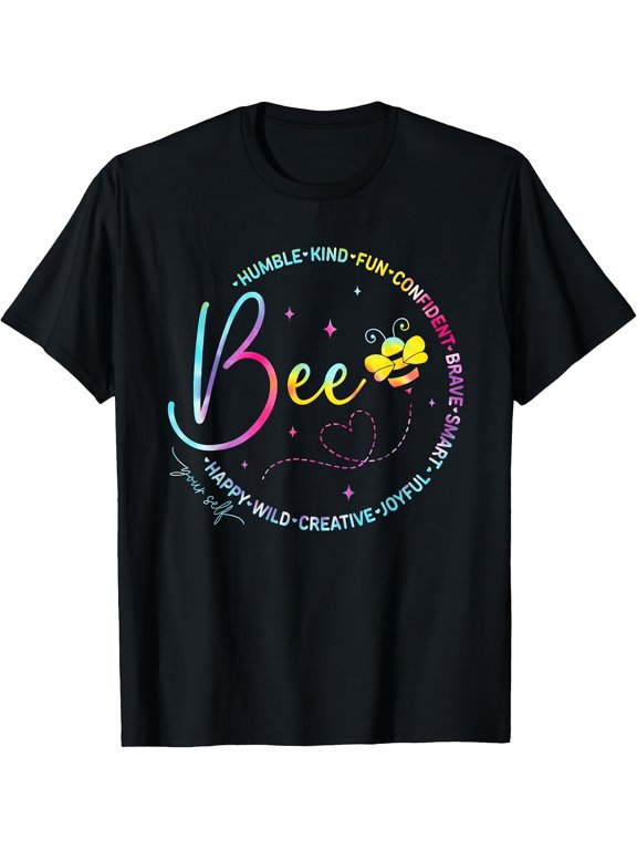 Men's Colorful Rainbow Bee Yourself Inspirational T-Shirt