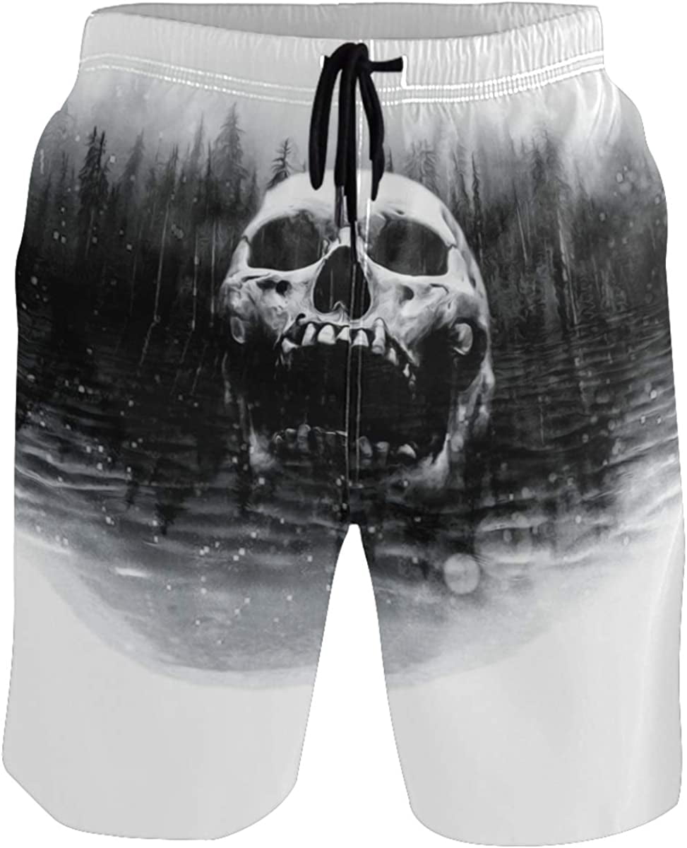 Men s Colorful Scary Skull Beach Shorts Hot Summer Swim Trunks Sports Running Bathing Suits with Mesh Lining