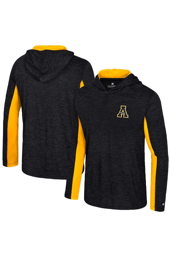 Men's Colosseum Black Appalachian State Mountaineers Always Sunny Quarter-Zip Hoodie