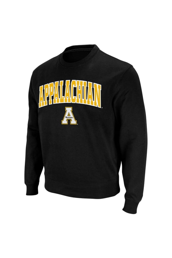 Men's Colosseum Black Appalachian State Mountaineers Arch & Logo Crew Neck Sweatshirt