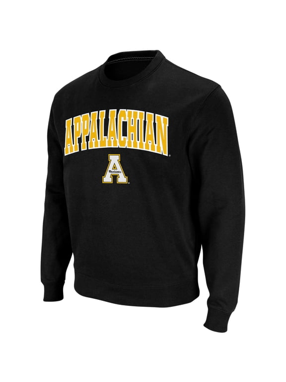 Men's Colosseum Black Appalachian State Mountaineers Arch & Logo Crew Neck Sweatshirt