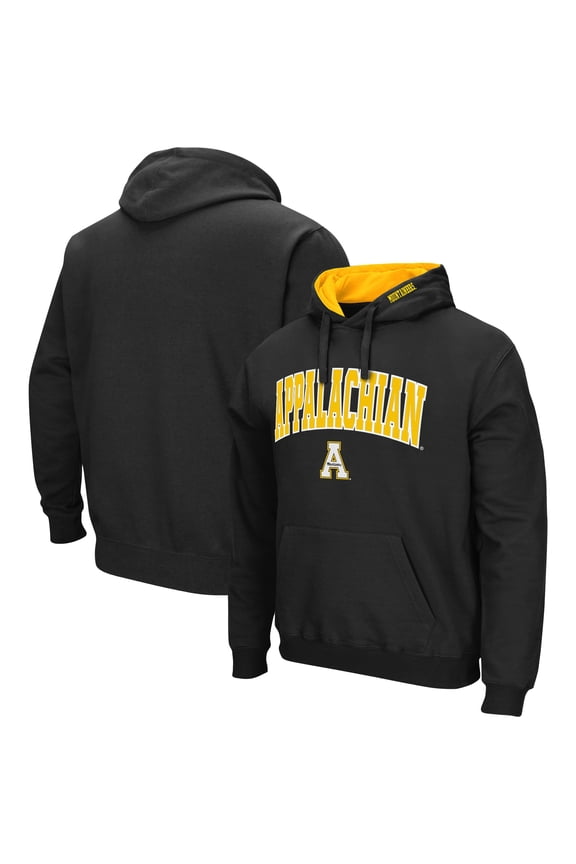 Men's Colosseum Black Appalachian State Mountaineers Arch & Logo 3.0 Pullover Hoodie
