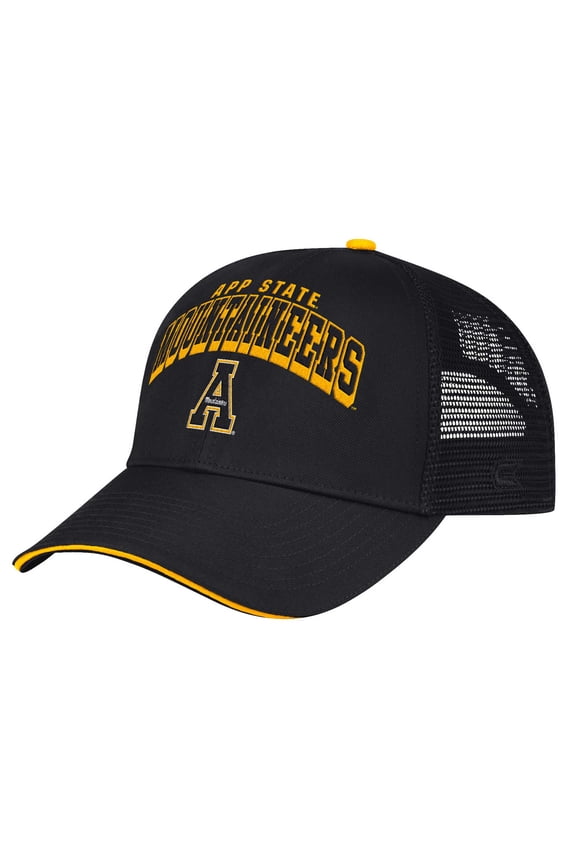 Men's Colosseum Black Appalachian State Mountaineers Wyatt Primary Team Trucker Adjustable Hat