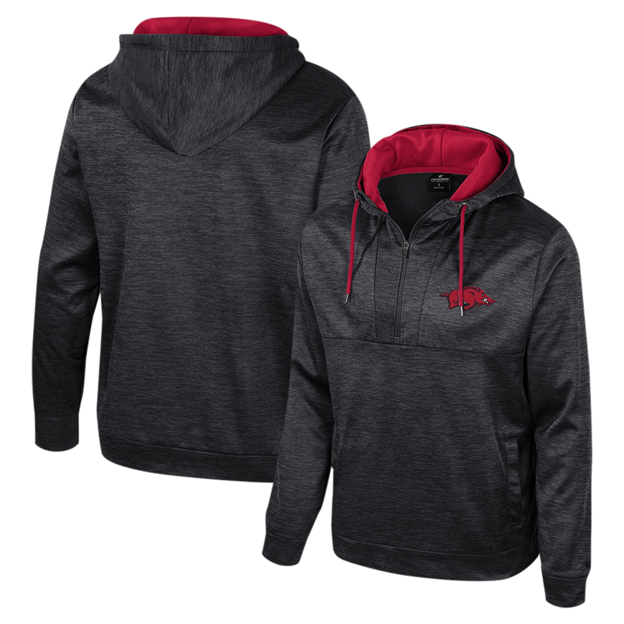 Men's Colosseum Black Arkansas Razorbacks Cypher Half-Zip Hoodie ...