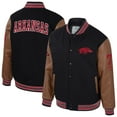 thumbnail image 1 of Men's Colosseum  Black Arkansas Razorbacks Letterman Full-Snap Varsity Jacket, 1 of 3