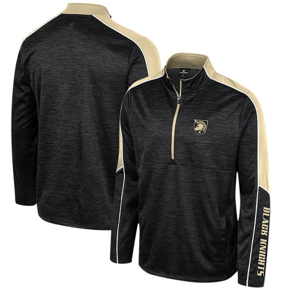 Men's Colosseum Black Army Black Knights Marled Half-Zip Jacket