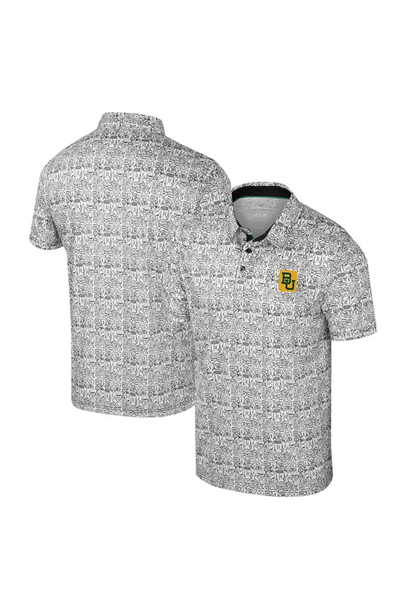 Men's Colosseum Black Baylor Bears It's Time! Allover Print Polo