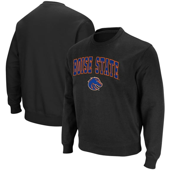 Men's Colosseum Black Boise State Broncos Arch & Logo Tackle Twill Pullover Sweatshirt