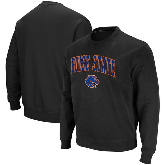 Men's Colosseum Black Boise State Broncos Arch & Logo Tackle Twill Pullover Sweatshirt