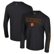 Mens Colosseum Black Clemson Tigers Color Pop Active Blend 2-Hit Long Sleeve T-Shirt