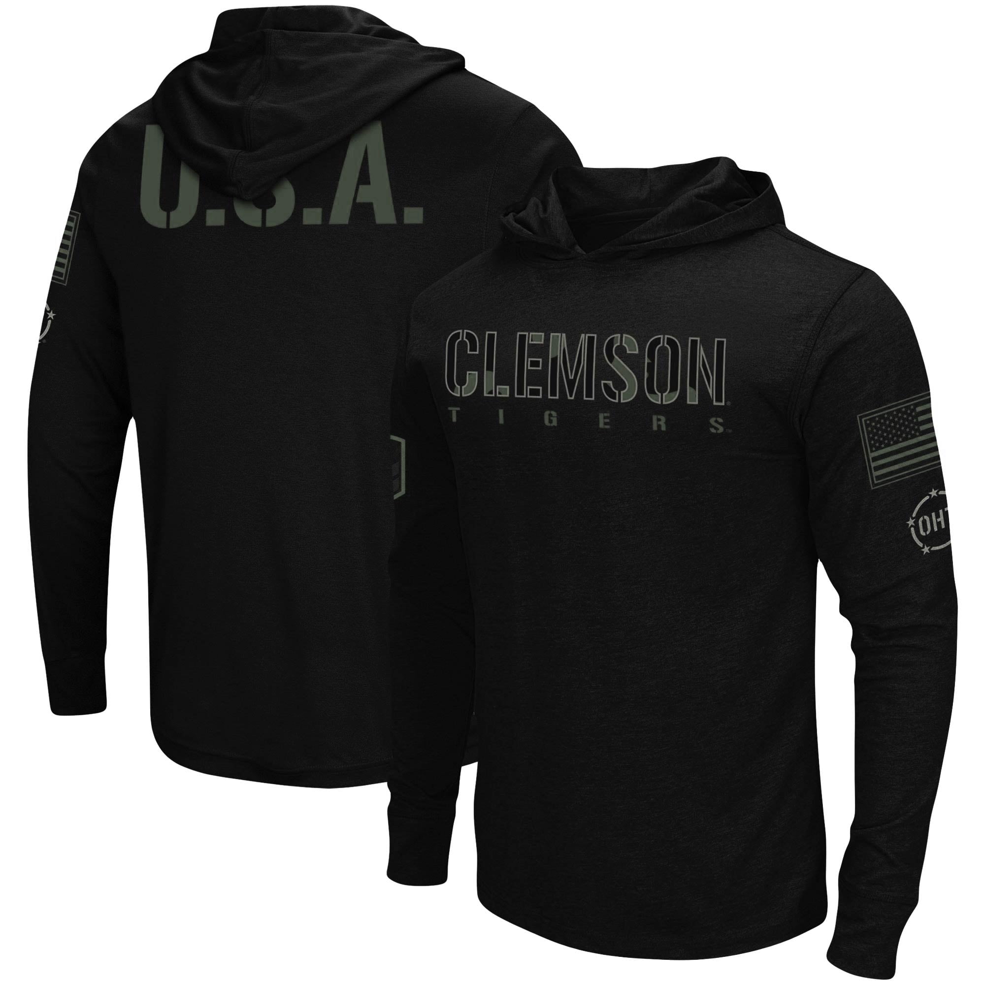 Men s Colosseum Black Clemson Tigers OHT Military Appreciation Hoodie Long Sleeve T Shirt Walmart