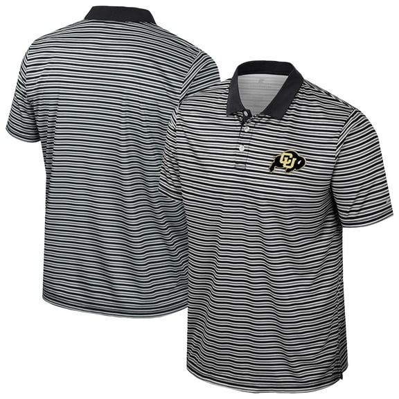 Men's Colosseum Black Colorado Buffaloes Striped Polo