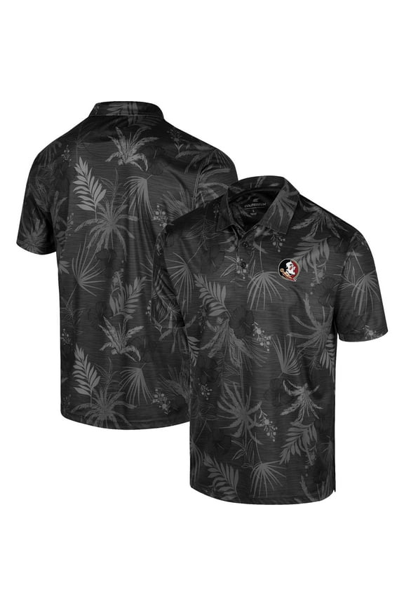 Men's Colosseum Black Florida State Seminoles Palms Team Polo