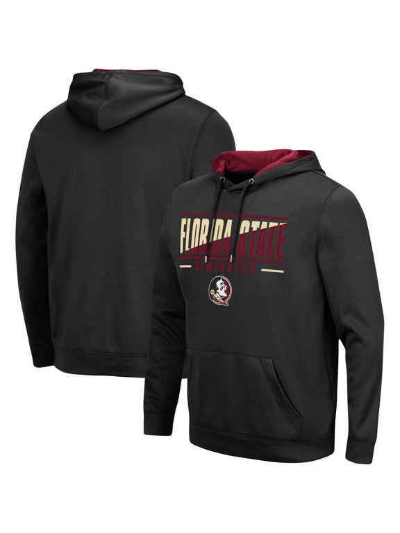 Men's Colosseum Black Florida State Seminoles Slash Stack 2.0 Pullover Hoodie