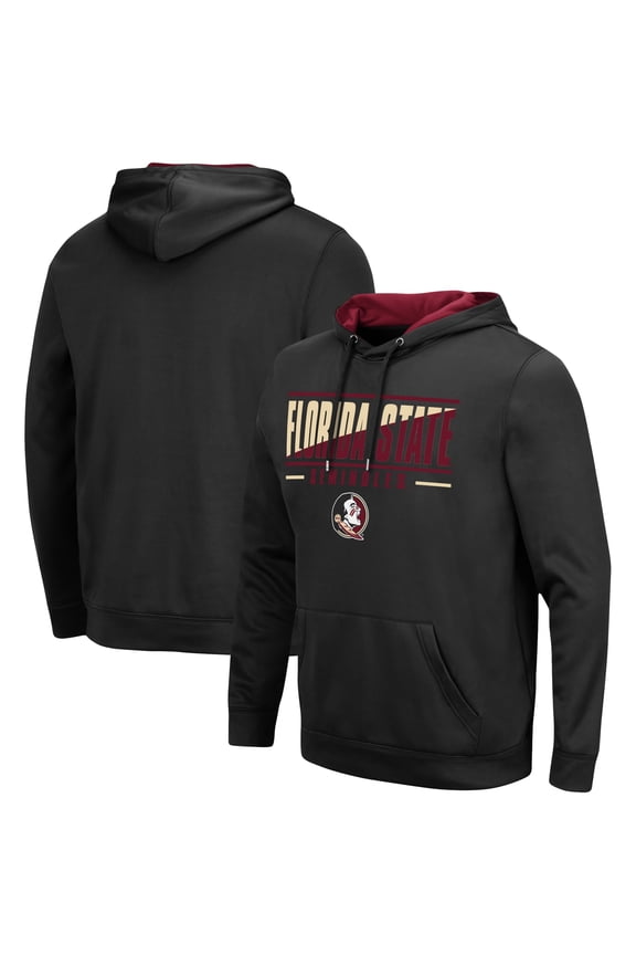 Men's Colosseum Black Florida State Seminoles Slash Stack 2.0 Pullover Hoodie