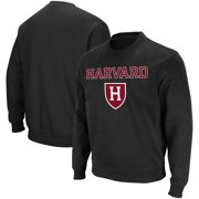 Mens Colosseum Black Harvard Crimson Team Arch & Logo Tackle Twill Pullover Sweatshirt