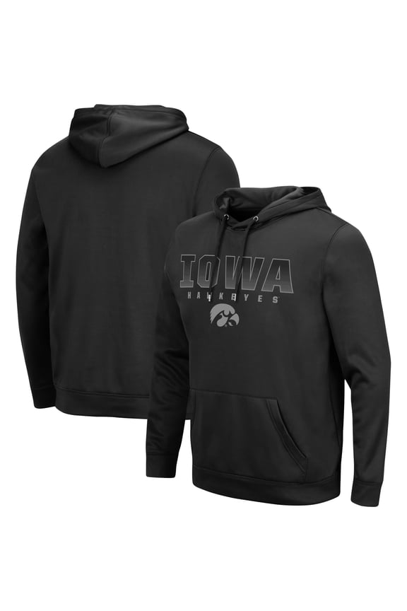 Men's Colosseum Black Iowa Hawkeyes Blackout 3.0 Pullover Hoodie