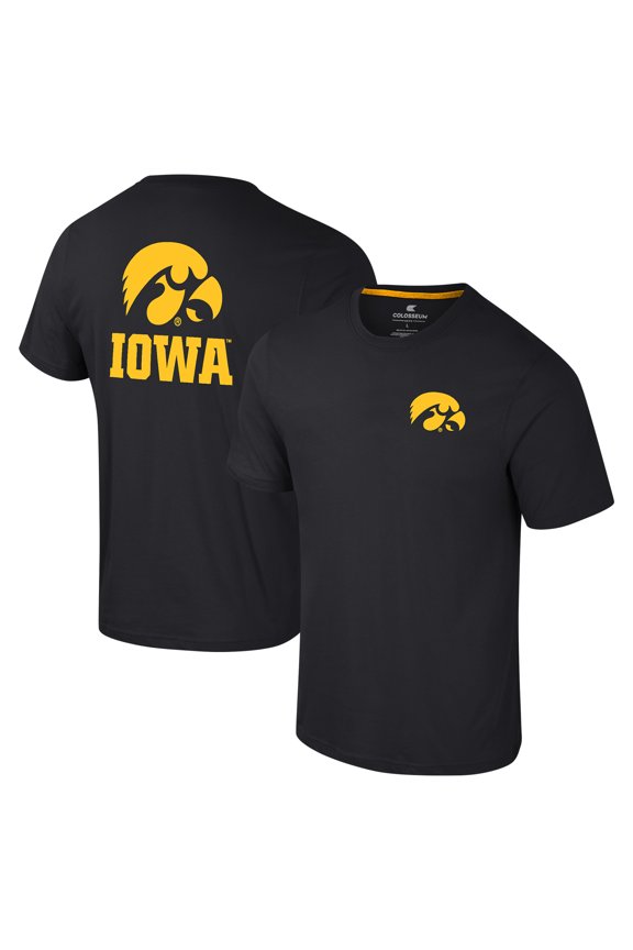 Men's Colosseum Black Iowa Hawkeyes Logo Lockup 2-Hit Active Blend T-Shirt