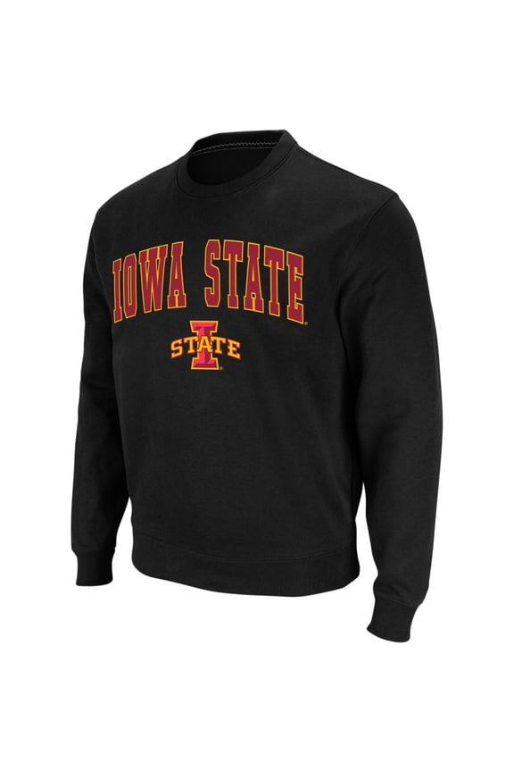 Men's Colosseum Black Iowa State Cyclones Arch & Logo Crew Neck Sweatshirt