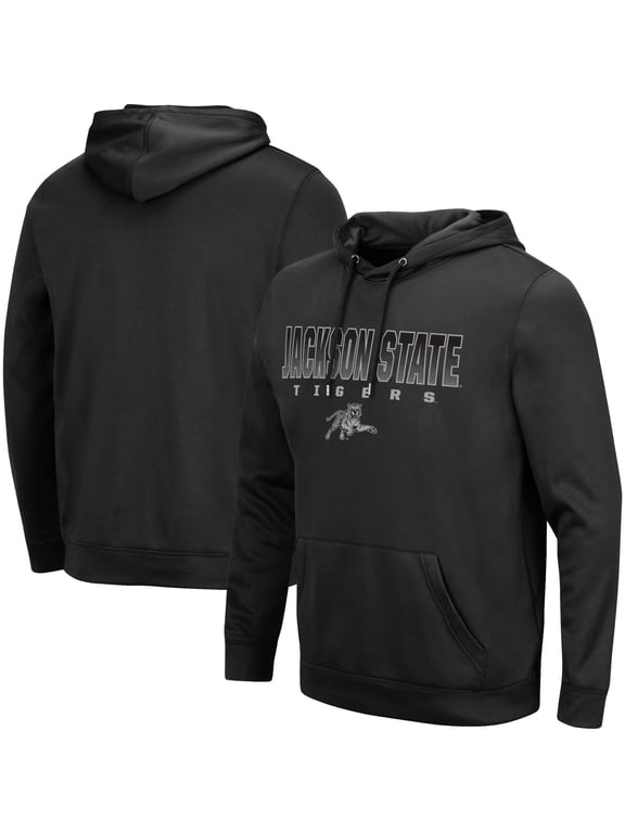 Men's Colosseum Black Jackson State Tigers Blackout 3.0 Pullover Hoodie