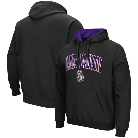Men's Colosseum Black James Madison Dukes Arch & Logo 3.0 Pullover Hoodie