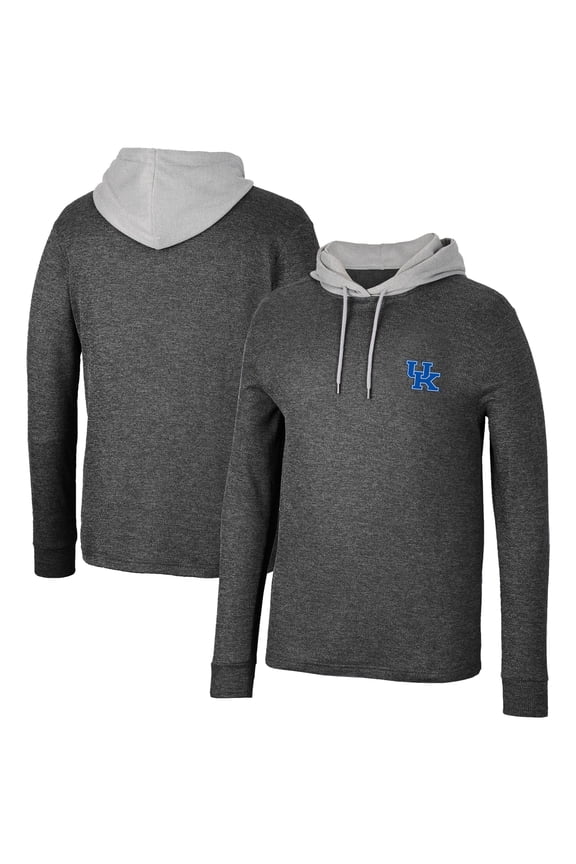 Men's Colosseum Black Kentucky Wildcats Ballot Waffle-Knit Thermal Long Sleeve Hoodie T-Shirt