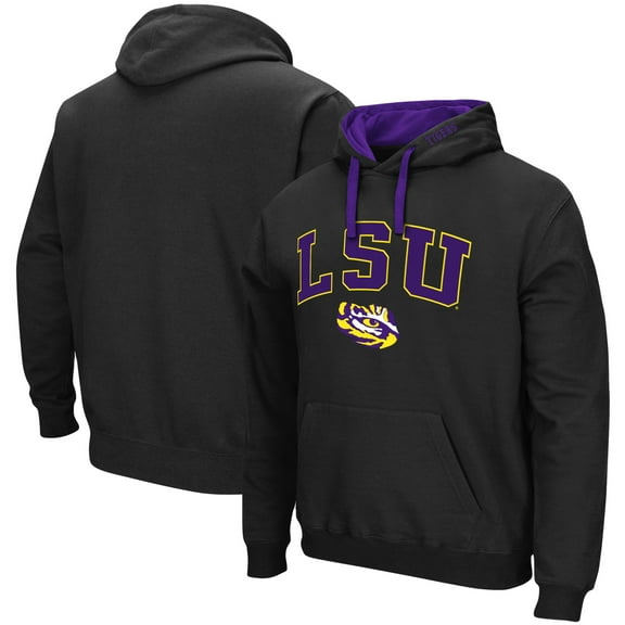 Men's Colosseum Black LSU Tigers Big & Tall Arch & Logo 2.0 Pullover Hoodie