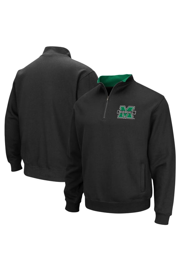 Men's Colosseum Black Marshall Thundering Herd Tortugas Logo Quarter-Zip Jacket
