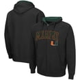 thumbnail image 1 of Men's Colosseum Black Miami Hurricanes Arch & Logo 3.0 Full-Zip Hoodie, 1 of 3