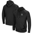 thumbnail image 1 of Men's Colosseum Black Nebraska Huskers Blackout 3.0 Tonal Raglan Full-Zip Hoodie, 1 of 3