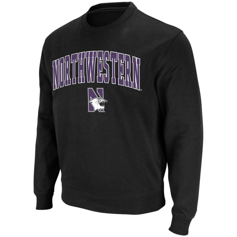 Men s Colosseum Black Northwestern Wildcats Arch Logo Crew Neck Sweatshirt Walmart