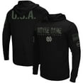 thumbnail image 1 of Men's Colosseum Black Notre Dame Fighting Irish OHT Military Appreciation Hoodie Long Sleeve T-Shirt, 1 of 4