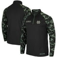 thumbnail image 1 of Men's Colosseum Black Notre Dame Fighting Irish OHT Military Appreciation Take Flight Raglan Quarter-Zip Jacket, 1 of 4