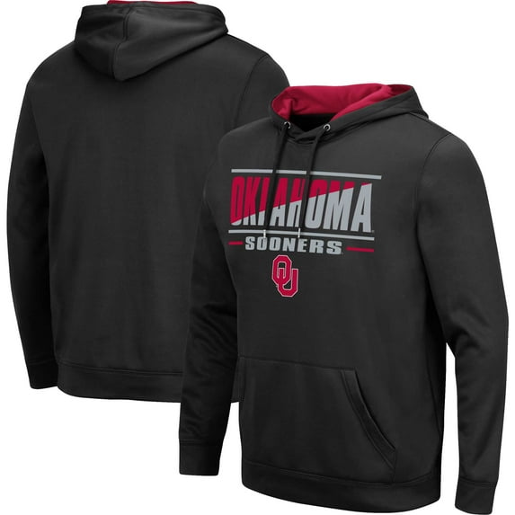 Men's Colosseum Black Oklahoma Sooners Slash Stack 2.0 Pullover Hoodie