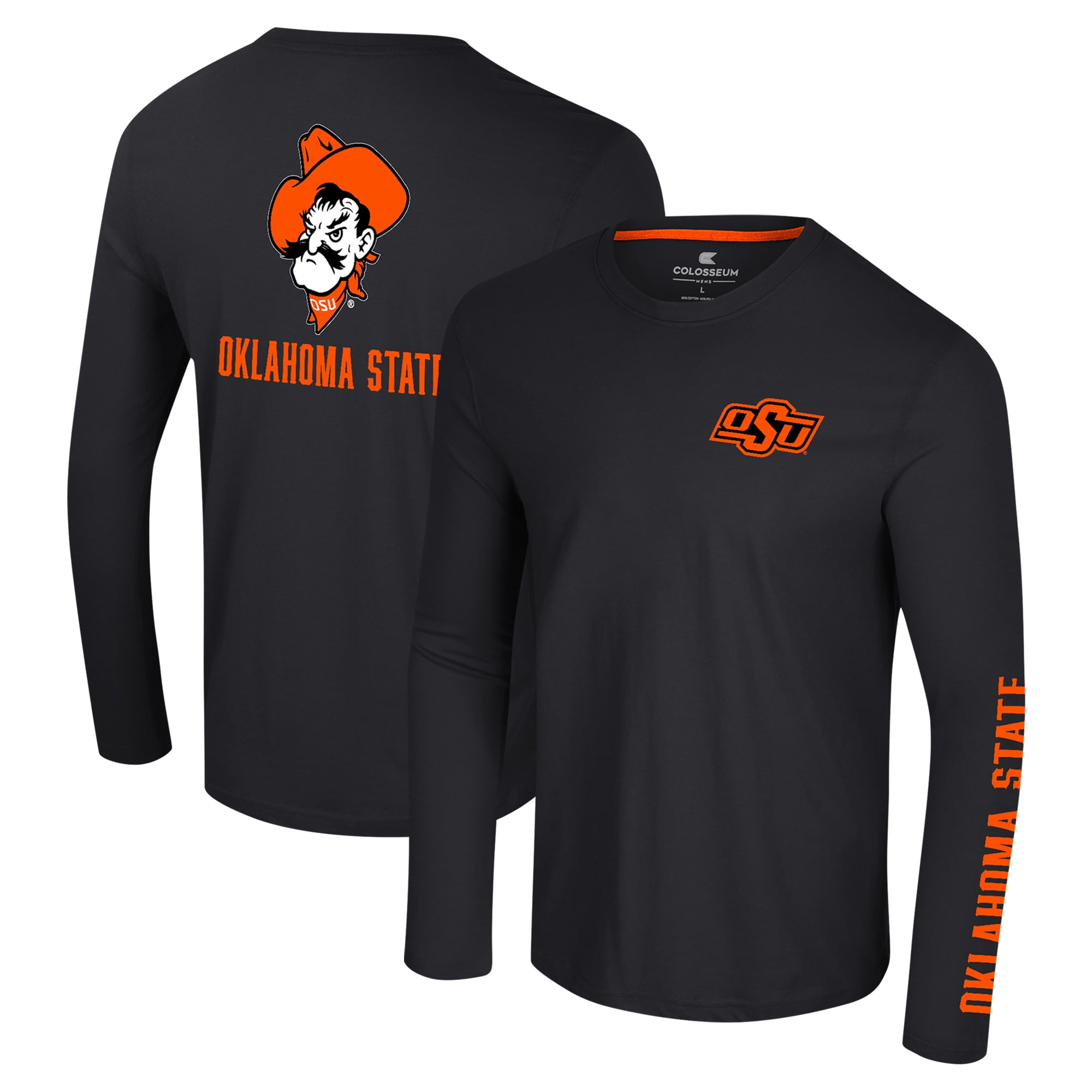 Men's Colosseum Black Oklahoma State Cowboys Logo Lockup 3-Hit Active ...