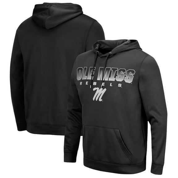 Men's Colosseum Black Ole Miss Rebels Blackout 3.0 Pullover Hoodie